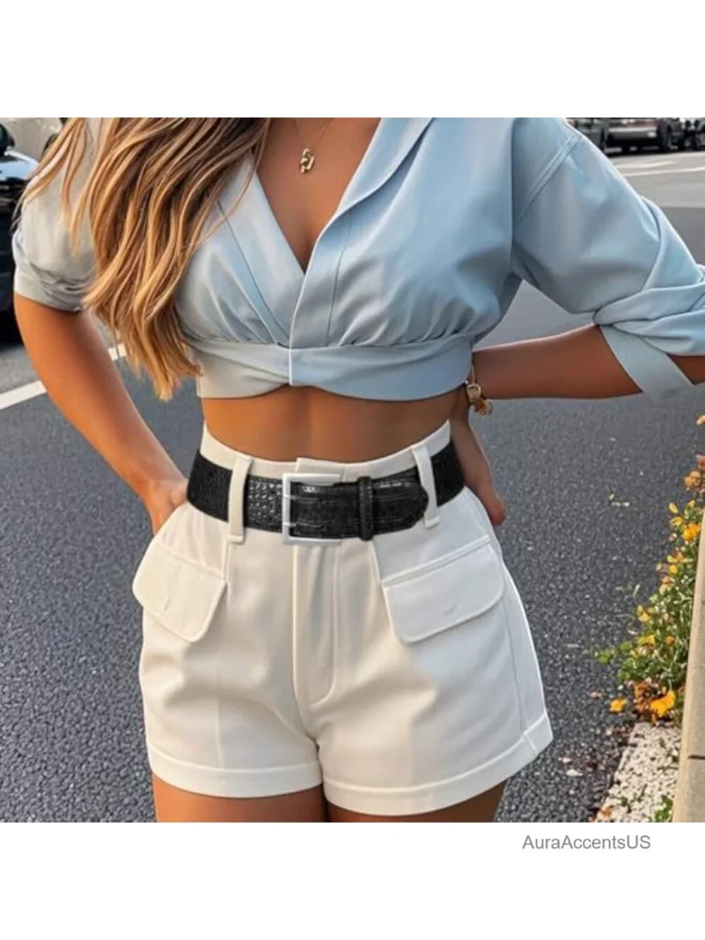 Wide Faux Leather Belt for Women, Gold Square Buckle, Dress & Jeans Accessory